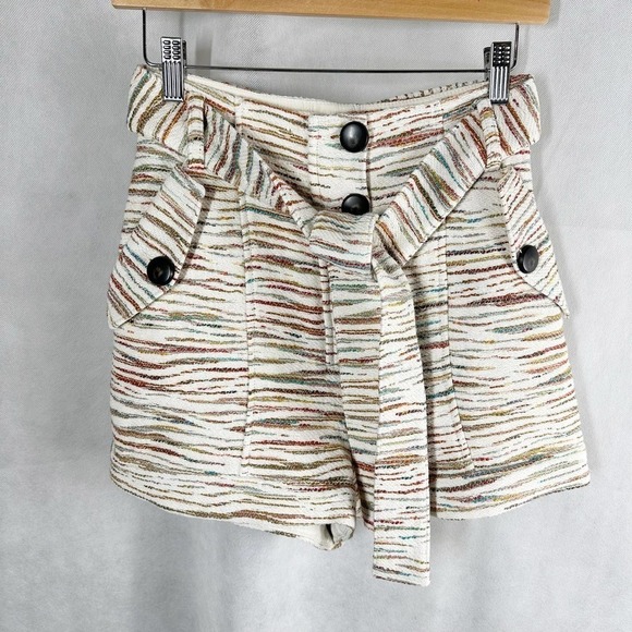 Sezane Kenan Jacquard Multi Color Belted Short Size US 2 - Picture 1 of 15